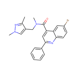 Cc1nn(C)cc1CN(C)C(=O)c1cc(-c2ccccc2)nc2ccc(Br)cc12 ZINC000002769037