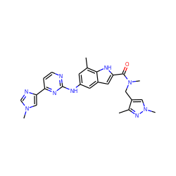 Cc1nn(C)cc1CN(C)C(=O)c1cc2cc(Nc3nccc(-c4cn(C)cn4)n3)cc(C)c2[nH]1 ZINC000222326014