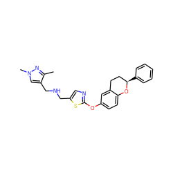 Cc1nn(C)cc1CNCc1cnc(Oc2ccc3c(c2)CC[C@@H](c2ccccc2)O3)s1 ZINC000145516569