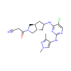 Cc1nn(C)cc1Nc1ncc(Cl)c(NC2C[C@@H]3CN(C(=O)CC#N)C[C@H]3C2)n1 ZINC001772646793