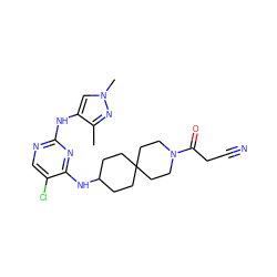 Cc1nn(C)cc1Nc1ncc(Cl)c(NC2CCC3(CC2)CCN(C(=O)CC#N)CC3)n1 ZINC001772580190