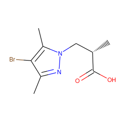 Cc1nn(C[C@H](C)C(=O)O)c(C)c1Br ZINC000002534247