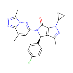 Cc1nn(C2CC2)c2c1[C@@H](c1ccc(Cl)cc1)N(c1cc(C)c3nnc(C)n3n1)C2=O ZINC000219669114