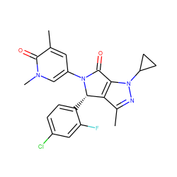 Cc1nn(C2CC2)c2c1[C@H](c1ccc(Cl)cc1F)N(c1cc(C)c(=O)n(C)c1)C2=O ZINC000261129287