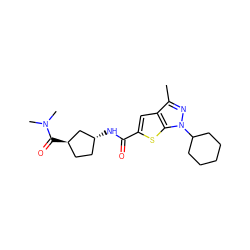 Cc1nn(C2CCCCC2)c2sc(C(=O)N[C@@H]3CC[C@@H](C(=O)N(C)C)C3)cc12 ZINC000114711163