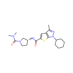 Cc1nn(C2CCCCC2)c2sc(C(=O)N[C@@H]3CCN(C(=O)N(C)C)C3)cc12 ZINC000114765195