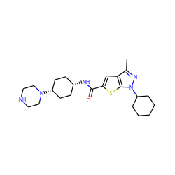 Cc1nn(C2CCCCC2)c2sc(C(=O)N[C@H]3CC[C@@H](N4CCNCC4)CC3)cc12 ZINC000114713656