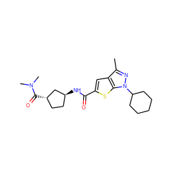 Cc1nn(C2CCCCC2)c2sc(C(=O)N[C@H]3CC[C@H](C(=O)N(C)C)C3)cc12 ZINC000114711233