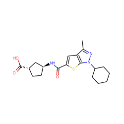 Cc1nn(C2CCCCC2)c2sc(C(=O)N[C@H]3CC[C@H](C(=O)O)C3)cc12 ZINC000114714559