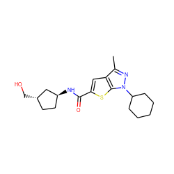 Cc1nn(C2CCCCC2)c2sc(C(=O)N[C@H]3CC[C@H](CO)C3)cc12 ZINC000114714109