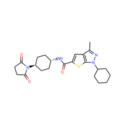 Cc1nn(C2CCCCC2)c2sc(C(=O)N[C@H]3CC[C@H](N4C(=O)CCC4=O)CC3)cc12 ZINC000261085310