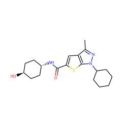 Cc1nn(C2CCCCC2)c2sc(C(=O)N[C@H]3CC[C@H](O)CC3)cc12 ZINC000261169296