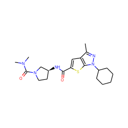 Cc1nn(C2CCCCC2)c2sc(C(=O)N[C@H]3CCN(C(=O)N(C)C)C3)cc12 ZINC000114765193