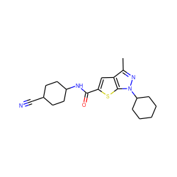 Cc1nn(C2CCCCC2)c2sc(C(=O)NC3CCC(C#N)CC3)cc12 ZINC000114709873