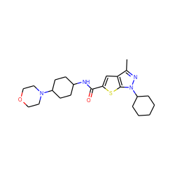 Cc1nn(C2CCCCC2)c2sc(C(=O)NC3CCC(N4CCOCC4)CC3)cc12 ZINC000043102211