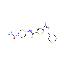 Cc1nn(C2CCCCC2)c2sc(C(=O)NC3CCN(C(=O)N(C)C)CC3)cc12 ZINC000114714251