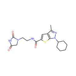 Cc1nn(C2CCCCC2)c2sc(C(=O)NCCN3CC(=O)NC3=O)cc12 ZINC000114711669