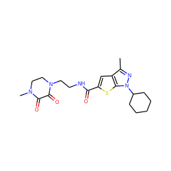 Cc1nn(C2CCCCC2)c2sc(C(=O)NCCN3CCN(C)C(=O)C3=O)cc12 ZINC000114713202