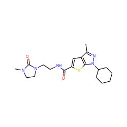 Cc1nn(C2CCCCC2)c2sc(C(=O)NCCN3CCN(C)C3=O)cc12 ZINC000114710687