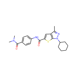 Cc1nn(C2CCCCC2)c2sc(C(=O)Nc3ccc(C(=O)N(C)C)cc3)cc12 ZINC000114713547