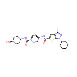 Cc1nn(C2CCCCC2)c2sc(C(=O)Nc3ccc(C(=O)N[C@H]4CC[C@H](O)CC4)nc3)cc12 ZINC000261155854