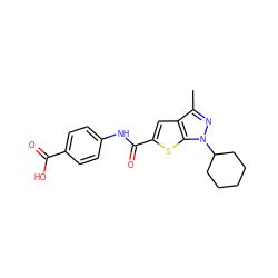 Cc1nn(C2CCCCC2)c2sc(C(=O)Nc3ccc(C(=O)O)cc3)cc12 ZINC000114714586