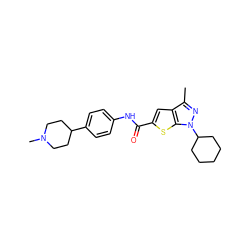 Cc1nn(C2CCCCC2)c2sc(C(=O)Nc3ccc(C4CCN(C)CC4)cc3)cc12 ZINC000114712650