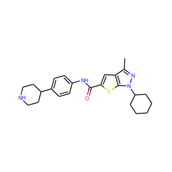 Cc1nn(C2CCCCC2)c2sc(C(=O)Nc3ccc(C4CCNCC4)cc3)cc12 ZINC000114711412