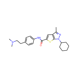 Cc1nn(C2CCCCC2)c2sc(C(=O)Nc3ccc(CCN(C)C)cc3)cc12 ZINC000114715267