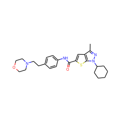 Cc1nn(C2CCCCC2)c2sc(C(=O)Nc3ccc(CCN4CCOCC4)cc3)cc12 ZINC000114712505