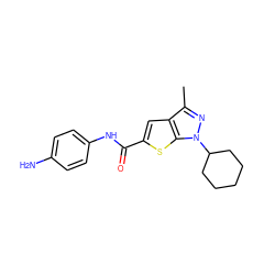 Cc1nn(C2CCCCC2)c2sc(C(=O)Nc3ccc(N)cc3)cc12 ZINC000114710243