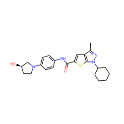 Cc1nn(C2CCCCC2)c2sc(C(=O)Nc3ccc(N4CC[C@@H](O)C4)cc3)cc12 ZINC000114710987