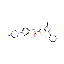 Cc1nn(C2CCCCC2)c2sc(C(=O)Nc3ccc(N4CCN(C)CC4)c(Cl)c3)cc12 ZINC000114711275