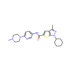 Cc1nn(C2CCCCC2)c2sc(C(=O)Nc3ccc(N4CCN(C)CC4)nc3)cc12 ZINC000114711527