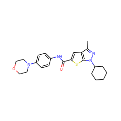 Cc1nn(C2CCCCC2)c2sc(C(=O)Nc3ccc(N4CCOCC4)cc3)cc12 ZINC000114715072