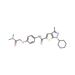 Cc1nn(C2CCCCC2)c2sc(C(=O)Nc3ccc(OCC(=O)N(C)C)cc3)cc12 ZINC000114712335