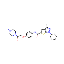 Cc1nn(C2CCCCC2)c2sc(C(=O)Nc3ccc(OCC(=O)N4CCN(C)CC4)cc3)cc12 ZINC000114710601