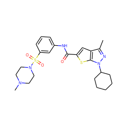 Cc1nn(C2CCCCC2)c2sc(C(=O)Nc3cccc(S(=O)(=O)N4CCN(C)CC4)c3)cc12 ZINC000114712594