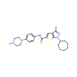 Cc1nn(C2CCCCCC2)c2sc(C(=O)Nc3ccc(N4CCN(C)CC4)cc3)cc12 ZINC000043102214