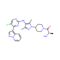 Cc1nn(C2CCN(C(=O)[C@@H](C)N)CC2)c(C)c1Nc1ncc(Cl)c(-c2cnn3ccccc23)n1 ZINC000653887044