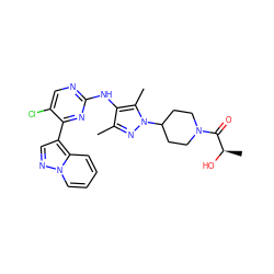 Cc1nn(C2CCN(C(=O)[C@@H](C)O)CC2)c(C)c1Nc1ncc(Cl)c(-c2cnn3ccccc23)n1 ZINC000653870740