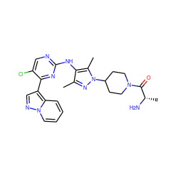 Cc1nn(C2CCN(C(=O)[C@H](C)N)CC2)c(C)c1Nc1ncc(Cl)c(-c2cnn3ccccc23)n1 ZINC000653887042