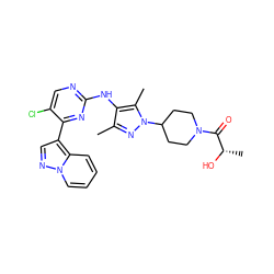 Cc1nn(C2CCN(C(=O)[C@H](C)O)CC2)c(C)c1Nc1ncc(Cl)c(-c2cnn3ccccc23)n1 ZINC000653866736