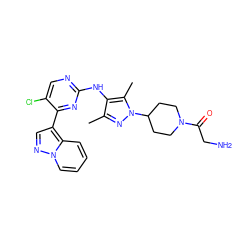 Cc1nn(C2CCN(C(=O)CN)CC2)c(C)c1Nc1ncc(Cl)c(-c2cnn3ccccc23)n1 ZINC000653887060