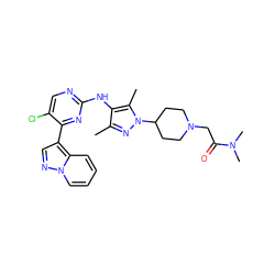 Cc1nn(C2CCN(CC(=O)N(C)C)CC2)c(C)c1Nc1ncc(Cl)c(-c2cnn3ccccc23)n1 ZINC000653899261