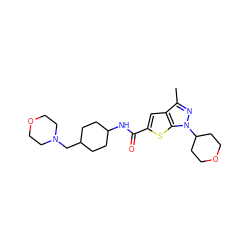 Cc1nn(C2CCOCC2)c2sc(C(=O)NC3CCC(CN4CCOCC4)CC3)cc12 ZINC000114713748