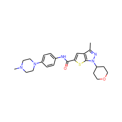 Cc1nn(C2CCOCC2)c2sc(C(=O)Nc3ccc(N4CCN(C)CC4)cc3)cc12 ZINC000114711896