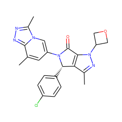 Cc1nn(C2COC2)c2c1[C@H](c1ccc(Cl)cc1)N(c1cc(C)c3nnc(C)n3c1)C2=O ZINC000261131675