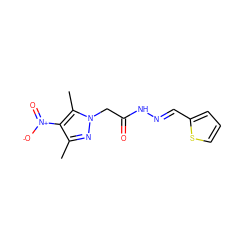 Cc1nn(CC(=O)N/N=C/c2cccs2)c(C)c1[N+](=O)[O-] ZINC000000543737