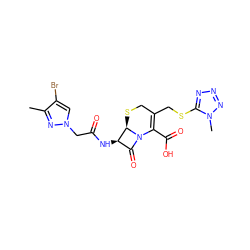 Cc1nn(CC(=O)N[C@@H]2C(=O)N3C(C(=O)O)=C(CSc4nnnn4C)CS[C@H]23)cc1Br ZINC000002732917